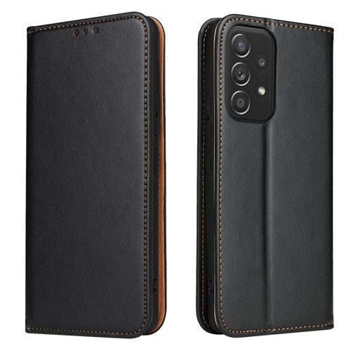 Samsung Galaxy A53 5G Fierre Shann PU Genuine Leather Texture Leather Phone Case - Black